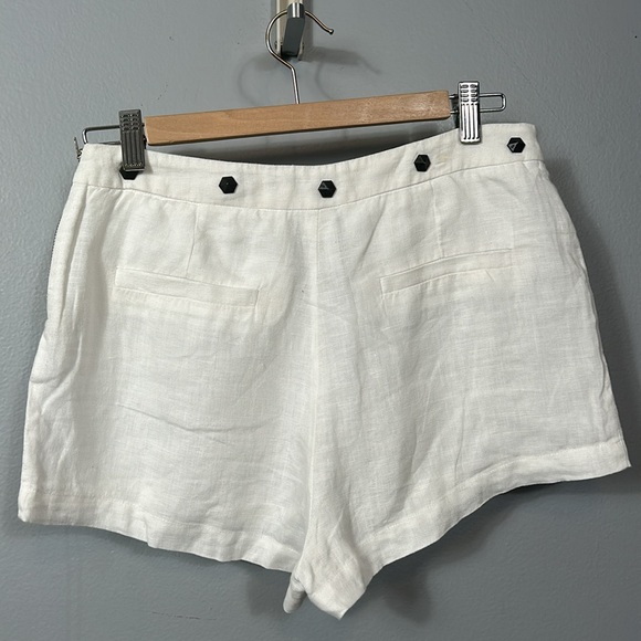 Ayres white linen short studded waist size 40 US 30” - Picture 2 of 7